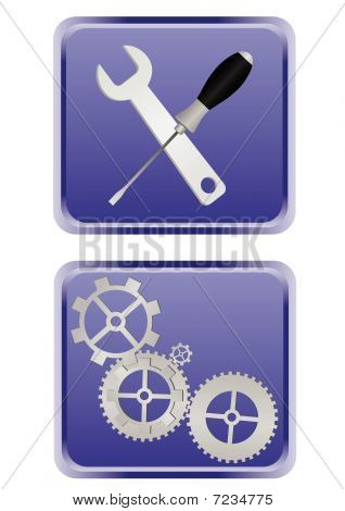 Illustration of detailed web buttons isolated on white background