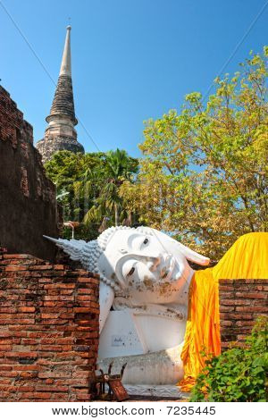 Rovinato il vecchio tempio di Ayuthaya, Thailandia,