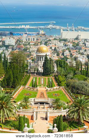 Baha'i gardens and temple, on the slopes of the Carmel Mountain, in Haifa, Israel