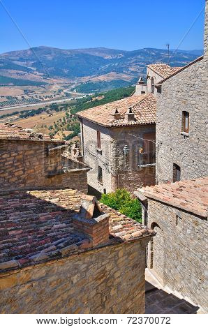 Panoramic view of Guardia Perticara. Basilicata. Italy.