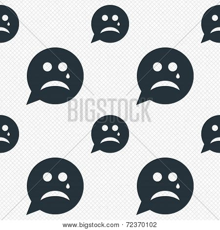 Sad face with tear sign icon. Crying symbol.