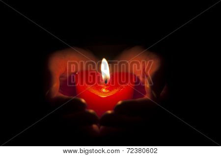 Candle in heart shape