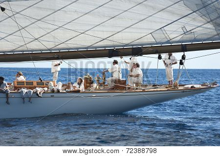 Ancient Sailing Boat During A Regatta At The Panerai Classic Yachts Challenge From 10 September 2014