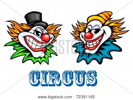 Colorful circus clowns characters