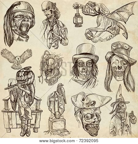Halloween, Monsters, Magic - An Hand Drawn Collection