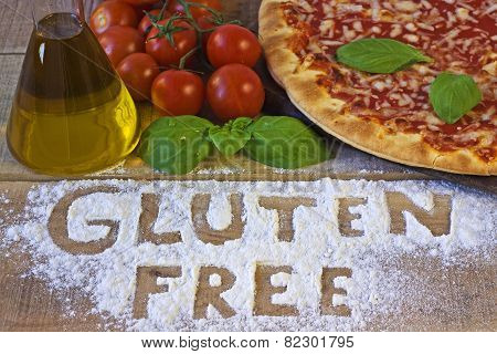 A gluten free pizza on background