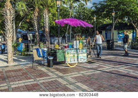 People Enjoy The Sunset Point At Mallory Square In Key Wes