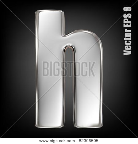 Vector letter h from metal alphabet. Lovercase metal font collection. EPS 8