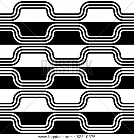 Seamless Stripe and Line Pattern. Vector Black and White Texture