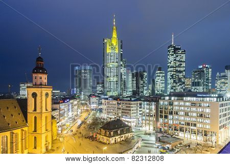 View To Skyline Of Frankfurt With Hauptwache