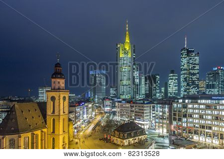 View To Skyline Of Frankfurt With Hauptwache