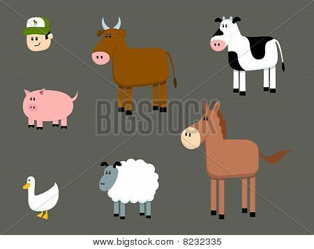Dibujos animados animales de granja