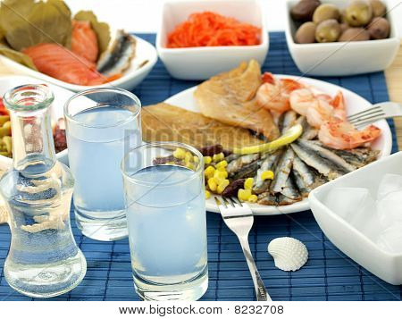 Meeresfrüchte und ouzo