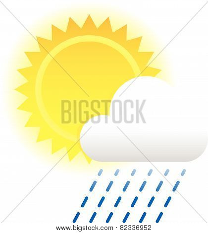 Weather Composition With Sun And Cloud. Sun Symbol, Cloud Symbol. Eps 10.