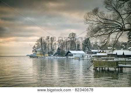 An image of the Starnberg Lake in Bavaria Germany - Tutzing winter