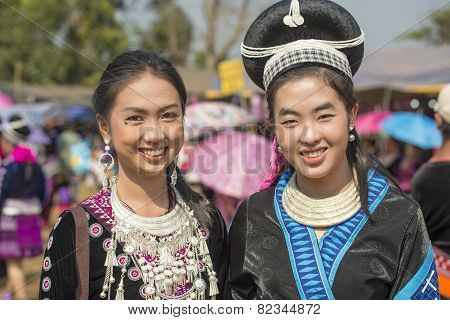 traditional clothes and silver jewelery of Muser hill tribe.