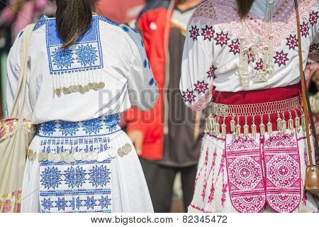 traditional clothes and silver jewelery of Muser hill tribe.