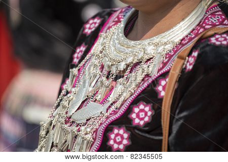 traditional clothes and silver jewelery of Muser hill tribe.