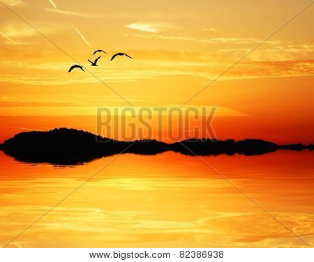 Lake and mountains