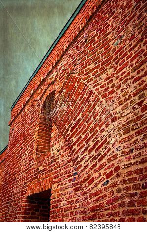 Old Photo With Detail Of Fortress Wall