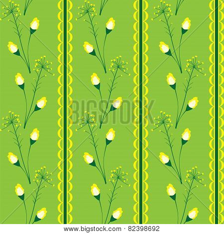 Flower Seamless Green & Yellow