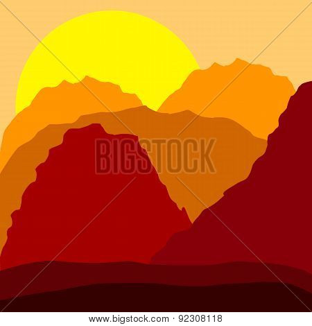 Sunset in mountains
