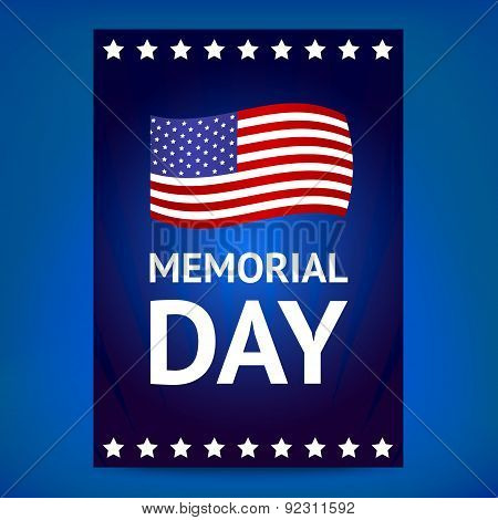 Memorial day poster with flag