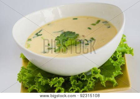 Soup With Chicken, Galanga Root And Coconut