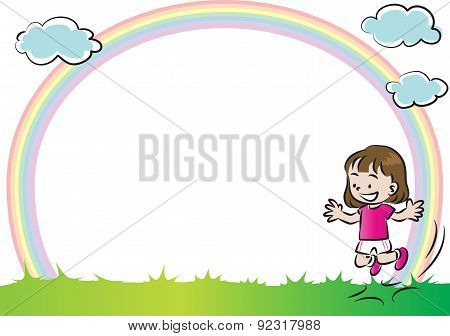 kids with rainbow backgound