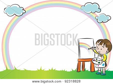 kids with rainbow backgound