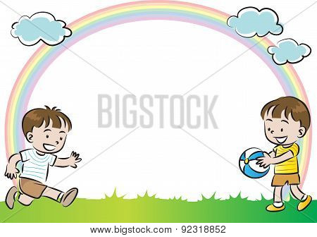 kids with rainbow backgound