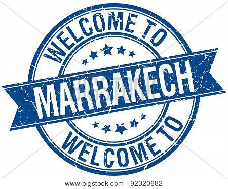 Welcome To Marrakech Blue Round Ribbon Stamp