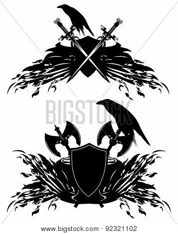 Raven Heraldic Shields