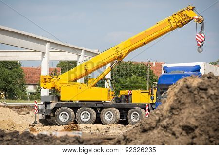 Mobile crane on the constuction site