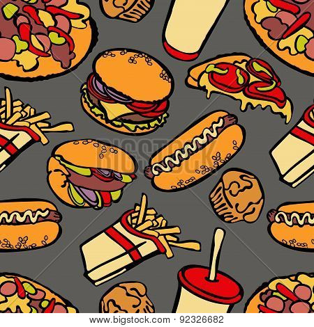 Fast food. Vector seamless illustration