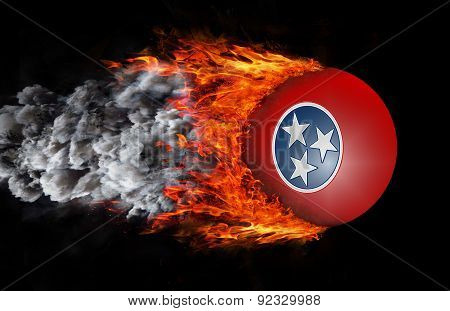 Flag With A Trail Of Fire And Smoke - Tennessee