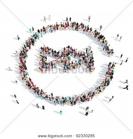 people in the shape of a button play.