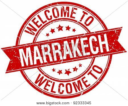 Welcome To Marrakech Red Round Ribbon Stamp
