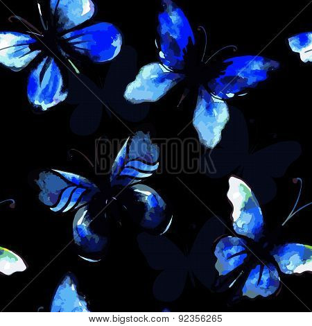 Watercolor butterfly seamless pattern.