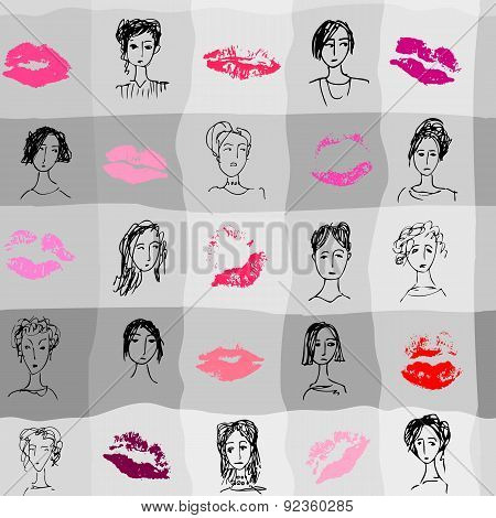 Sketchy faces pattern.