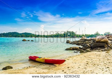 Kayak With Blue Sky At Lipe Island In Satun Thailand
