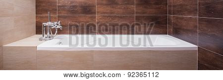Brown Tiles In Bathroom