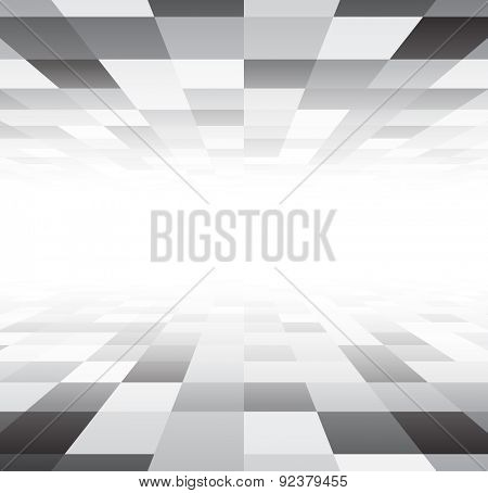 Perspective grey and white grid. Checkered surface. Vector illustration.