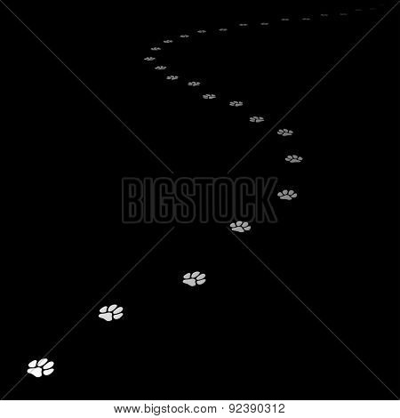 Trace of dog leading far away. Editable Vector EPS8.