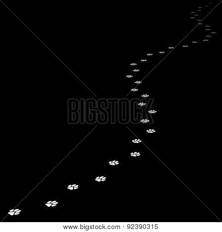 Trace of dog leading far away. Editable Vector EPS8.
