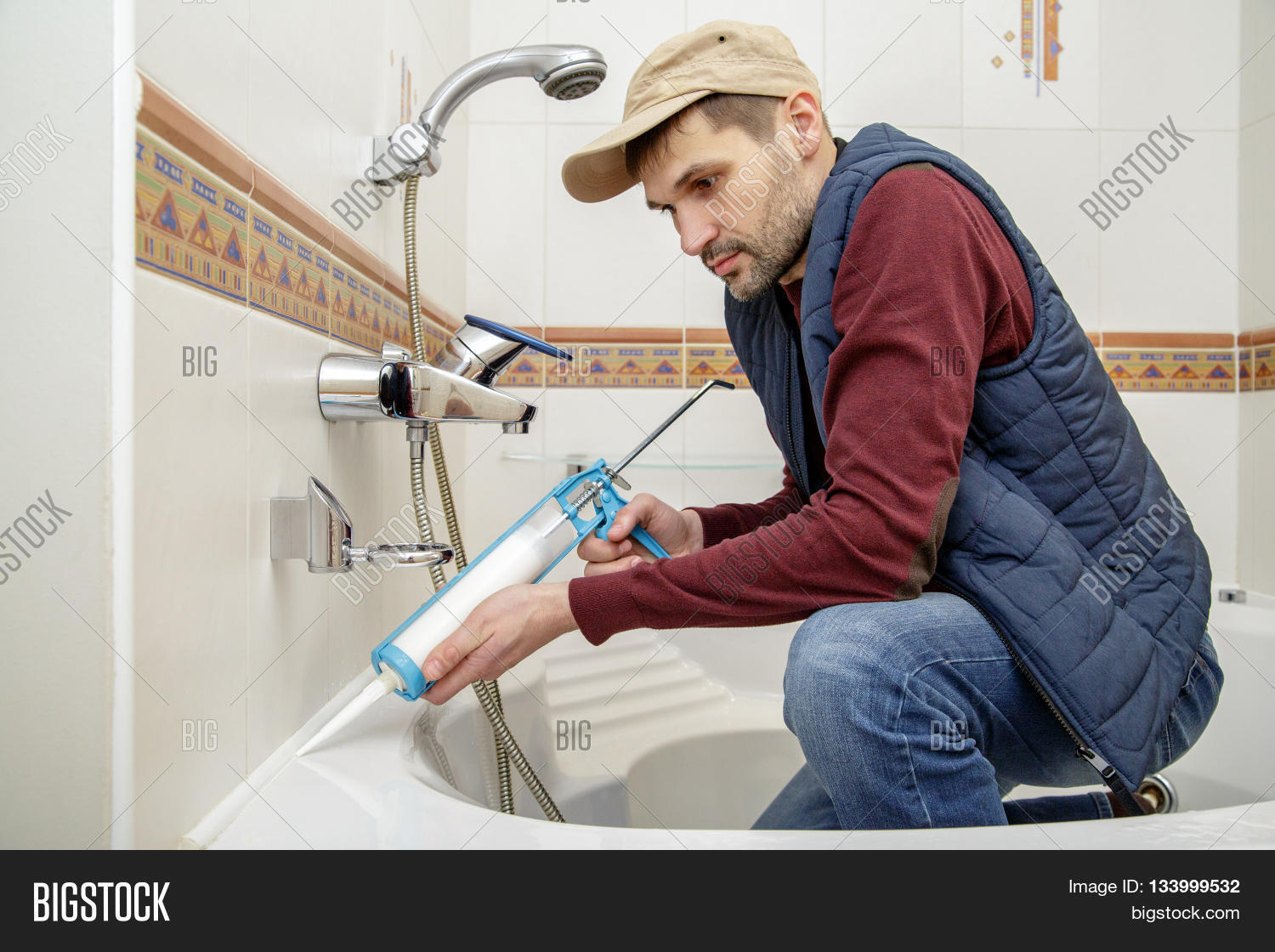 Plumber Caulking Image & Photo (Free Trial) Bigstock