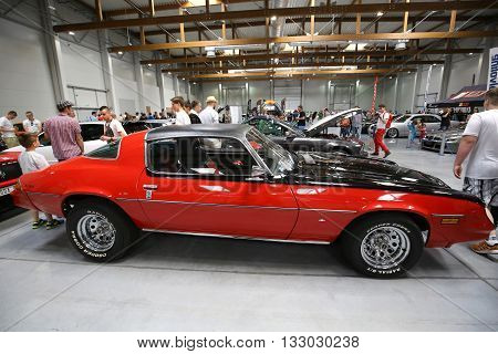 Cracow Poland - May 21 2016: Pontiac Trans Am Displayed At 3rd Edition Of Moto Show In Krakow. Polan