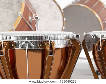 Orchestra drums on white background 3D rendering