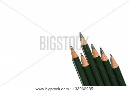 Six gray pencils on white right side