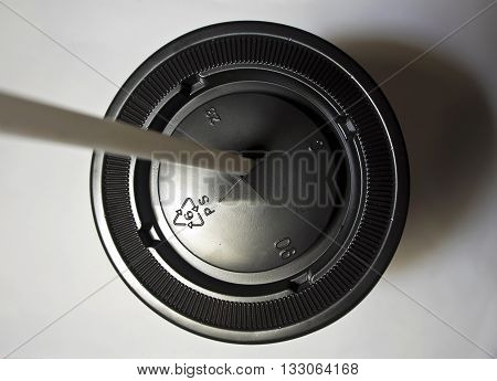 Recycle index symbol on Plastic cap of cup